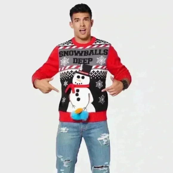 Spencers Light-Up Snowballs Deep Ugly Christmas Sweater SZ Sm/unisex- Worn Once - Picture 1 of 7